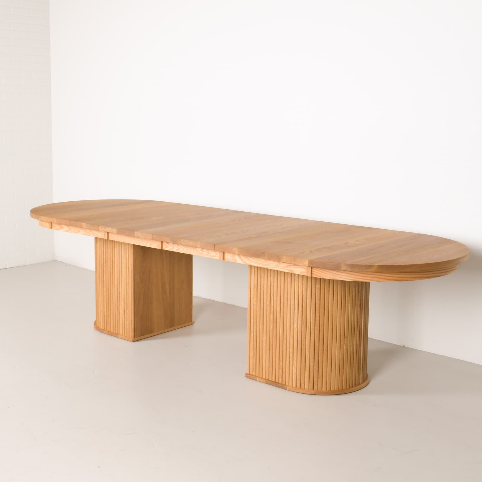 Wooden dining table with a modern design 