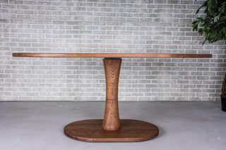 oval oak table in coconut on pedestal base