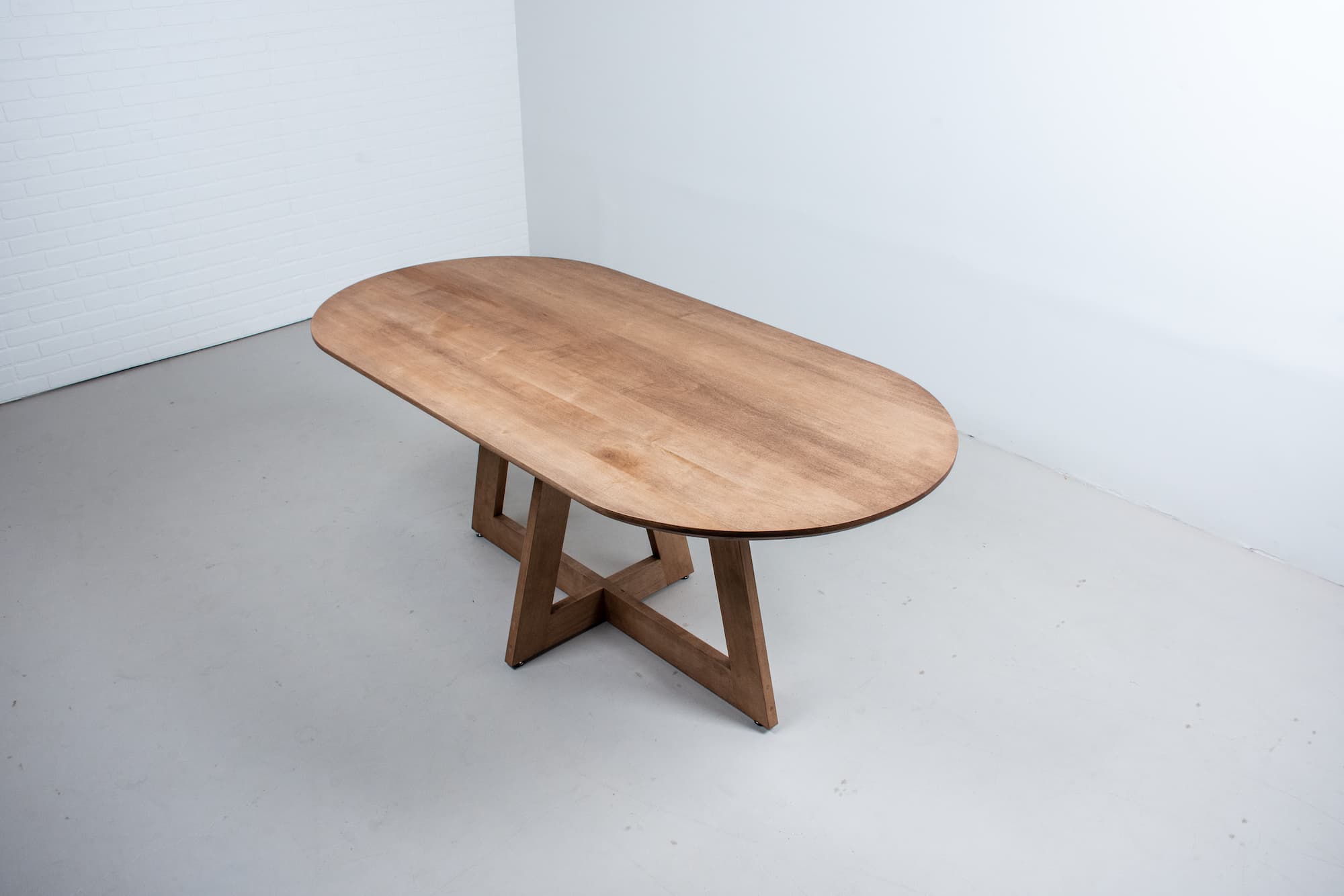 Oval Maple Dining Table on Pedestal Base