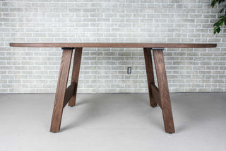 oval oak table on wood legs all finished in espresso