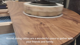 round walnut table extendable on walnut legs