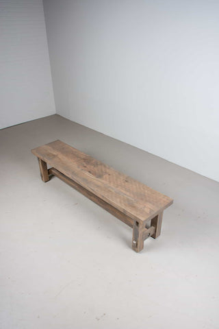 rustic wooden bench finished in wheat on hudson legs