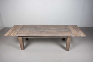 rustic textured maple extension table on parsons base