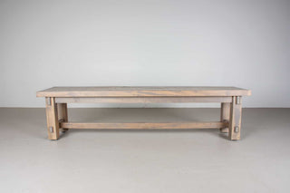 rustic wooden bench finished in wheat on Hudson legs