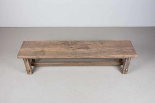 rustic wooden bench finished in wheat on Hudson legs