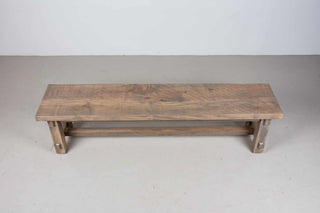 rustic wooden bench finished in wheat on Hudson legs