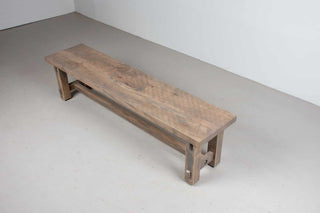 rustic wooden bench finished in wheat on Hudson legs
