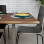 walnut  dining table on nickel steel legs