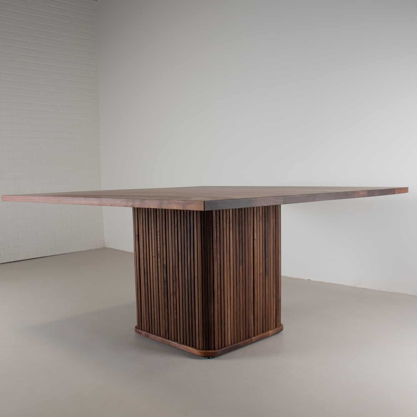 Square Wood Table | Fluted Pedestal Table | Loewen Design Studios