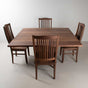 square table with 4 high back walnut chairs with Walnut seats finished in Pure D