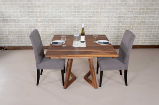 square walnut end extension table with bevel edge