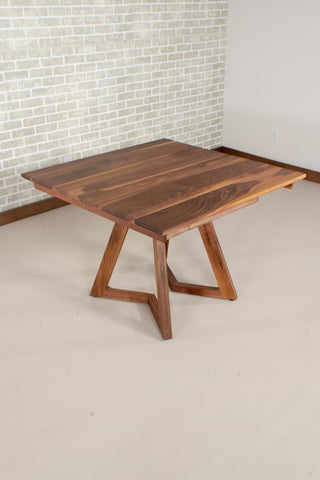 square walnut end extension table with bevel edge