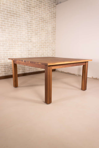 square walnut table on a parsons base