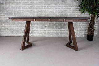 square extendable table in blackened walnut