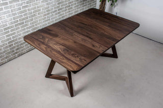square extendable table in blackened walnut