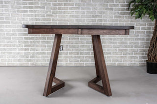 square extendable table in blackened walnut
