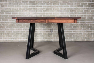 square extension table in spiced walnut
