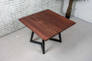 square extension table in spiced walnut