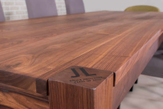 walnut parson table with personalized engraving