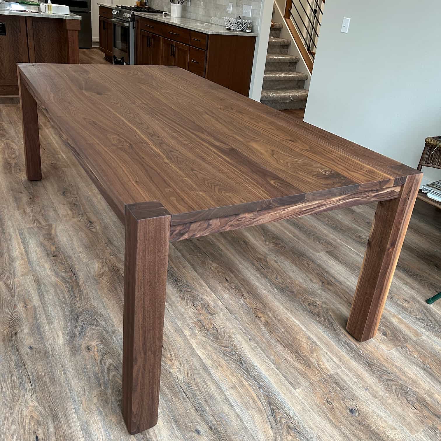 parsons tobacco brown dining table Reclaimed Wood Top Meet the 60 in Modern Walnut Parsons Dining Table,