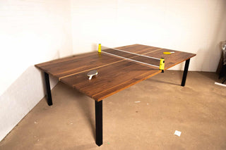 walnut ping pong table on steel base