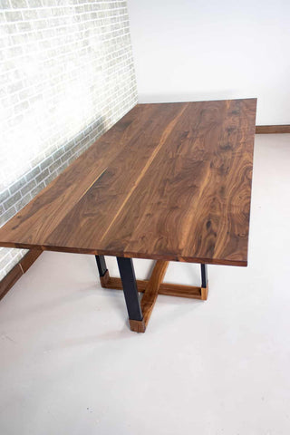 walnut dining table on walnut hybrid cross legs