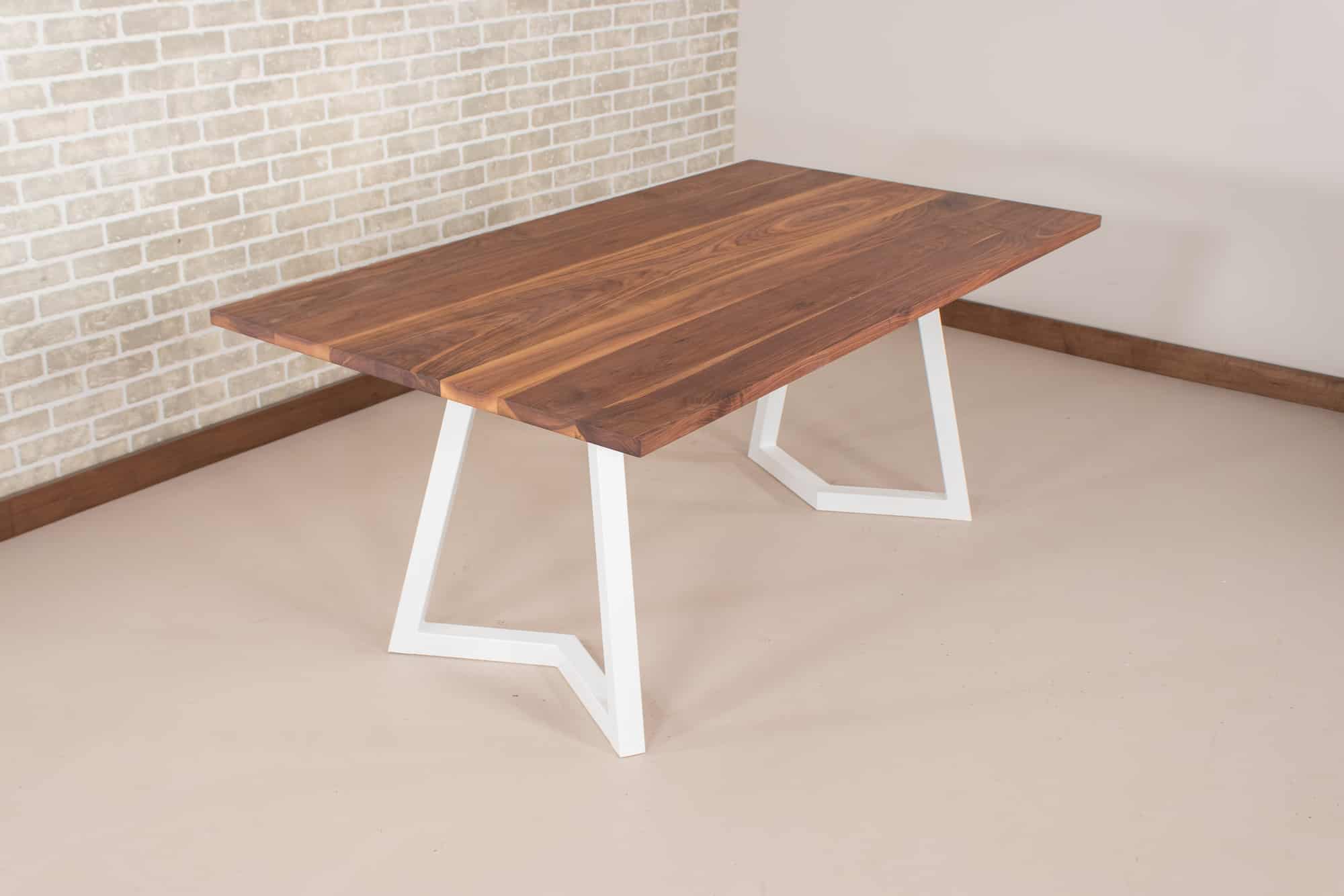 Saguaro Walnut Table on Steel Chandler Legs in Satin White