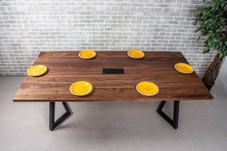 Walnut Meeting Table with Cut Out