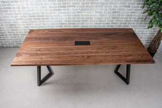 Walnut Meeting Table with Cut Out