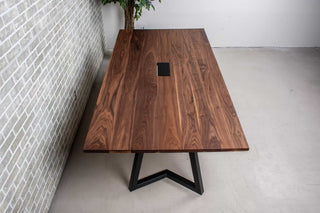 Walnut Meeting Table with Cut Out