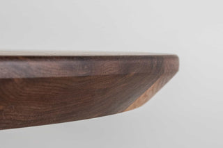 custom kitchen table with walnut oval top on a black ash pedestal base
