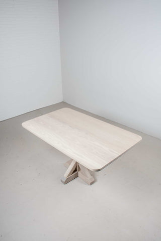 white ash farmhouse table on pedestal base