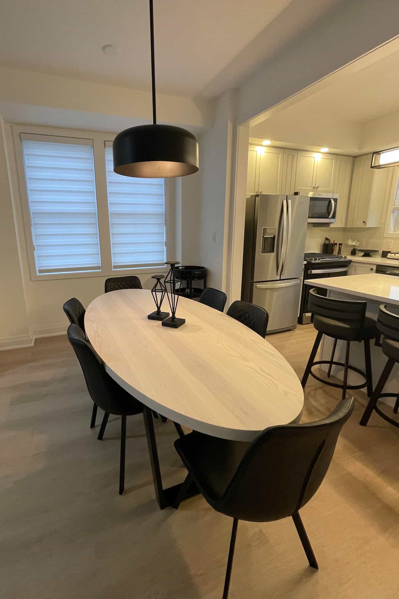 white ash oval table
