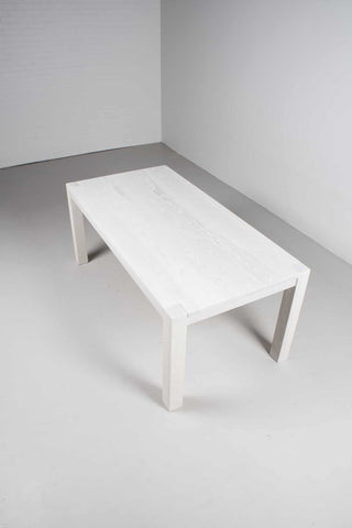 white oak exposed leg parsons table