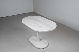 white ash racetrack pedestal table