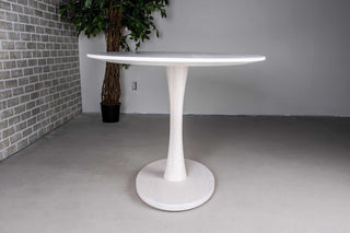 white elliptical oval table on jennings pedestal base