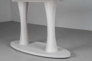 white wood elliptical oval dining table in rock maple on double pedestal base