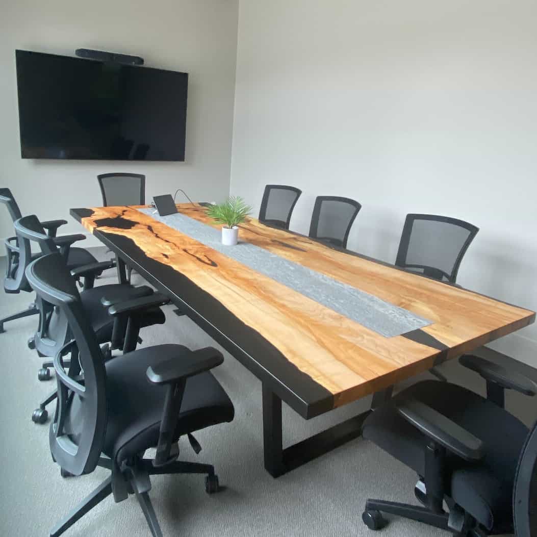 maple conference table with granite inlay