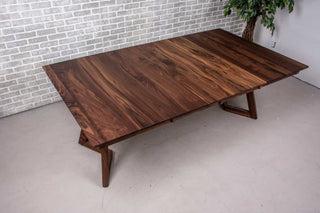 square walnut extendable table with leaves