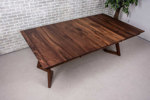 square walnut extendable table with leaves