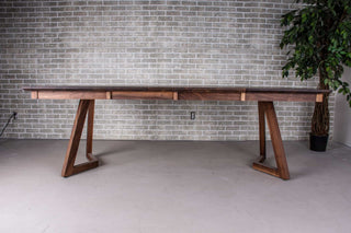 square walnut extendable table with leaves