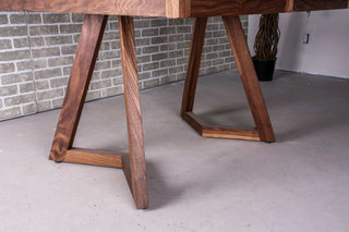 square walnut extendable table with leaves