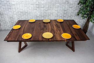 square walnut extendable table with leaves