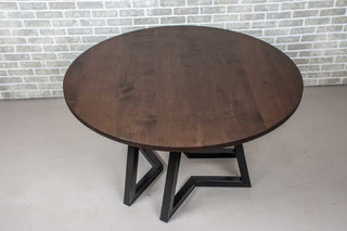 round maple table with espresso finish