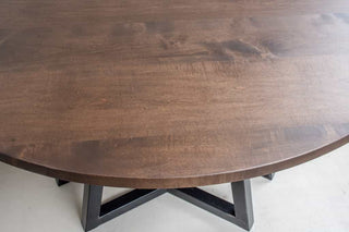 round maple table with espresso finish