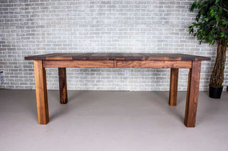 walnut extendable table on parsons base