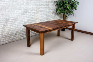 walnut extendable table on parsons base