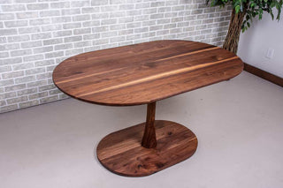 walnut jarvis racetrack oval pedestal table