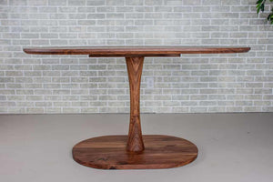 walnut jarvis racetrack oval pedestal table