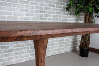 walnut jarvis racetrack oval pedestal table